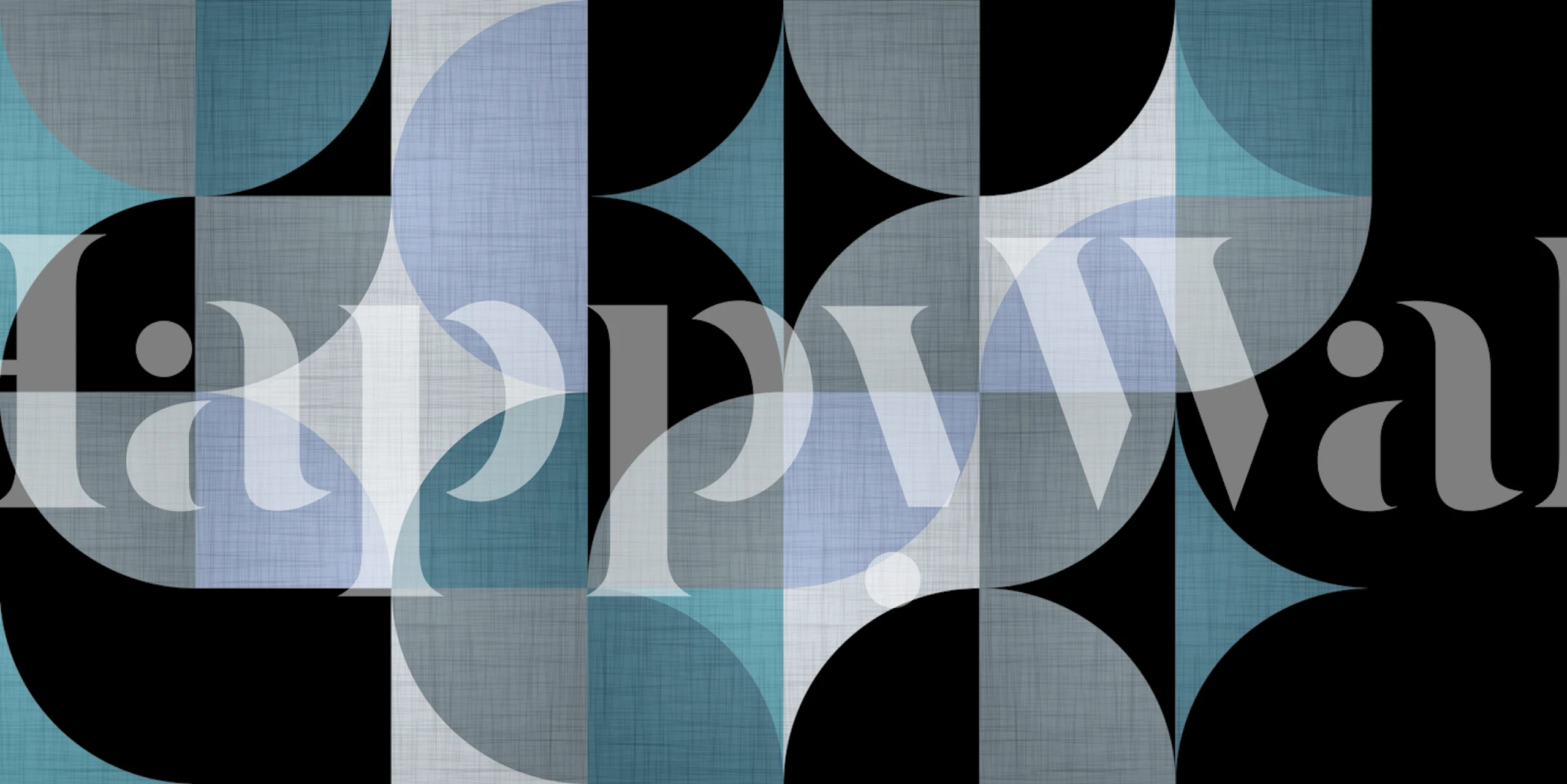 Geometric patterns in blue and gray on black background wallpaper