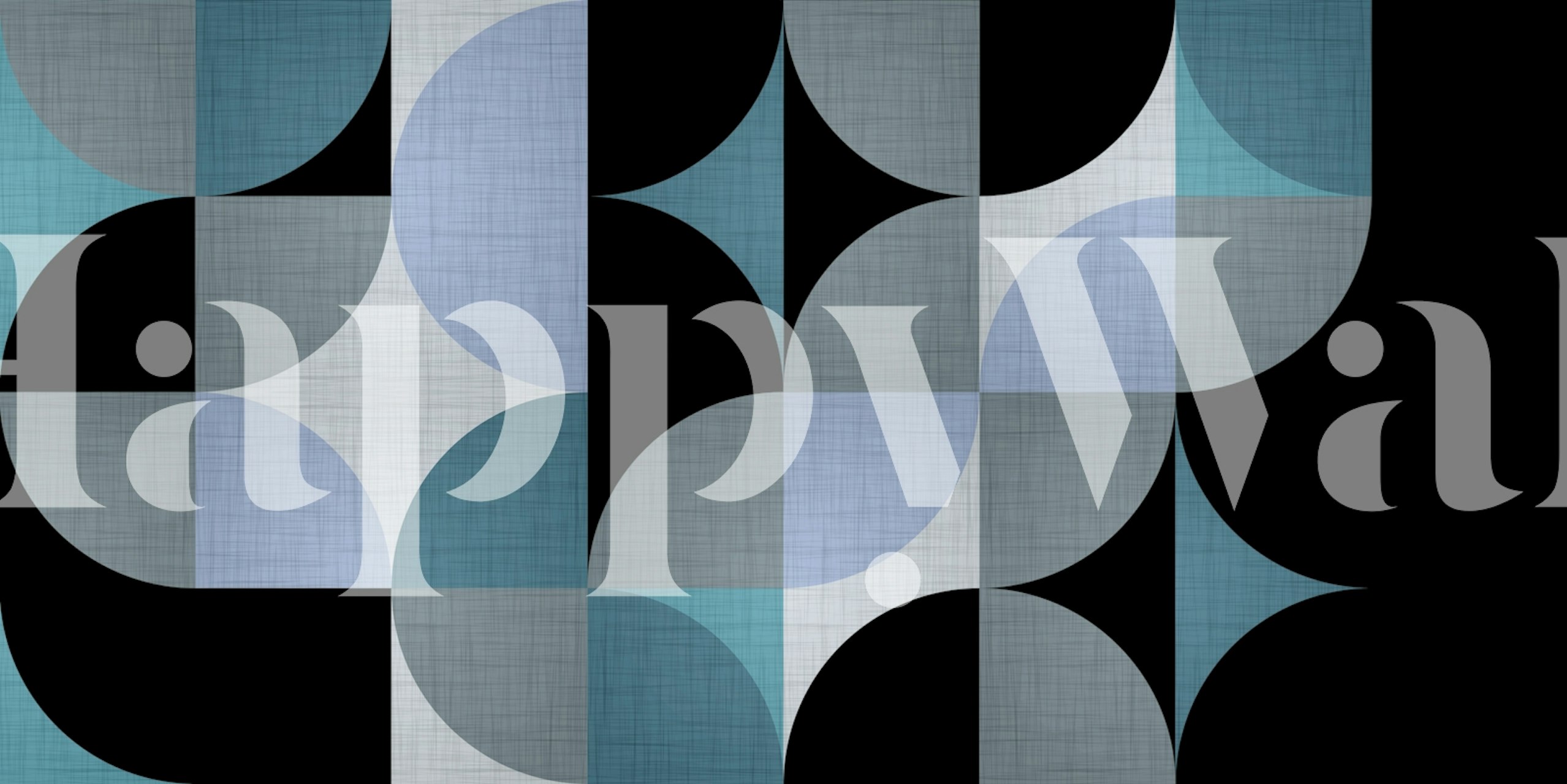 Geometric patterns in blue and gray on black background wallpaper