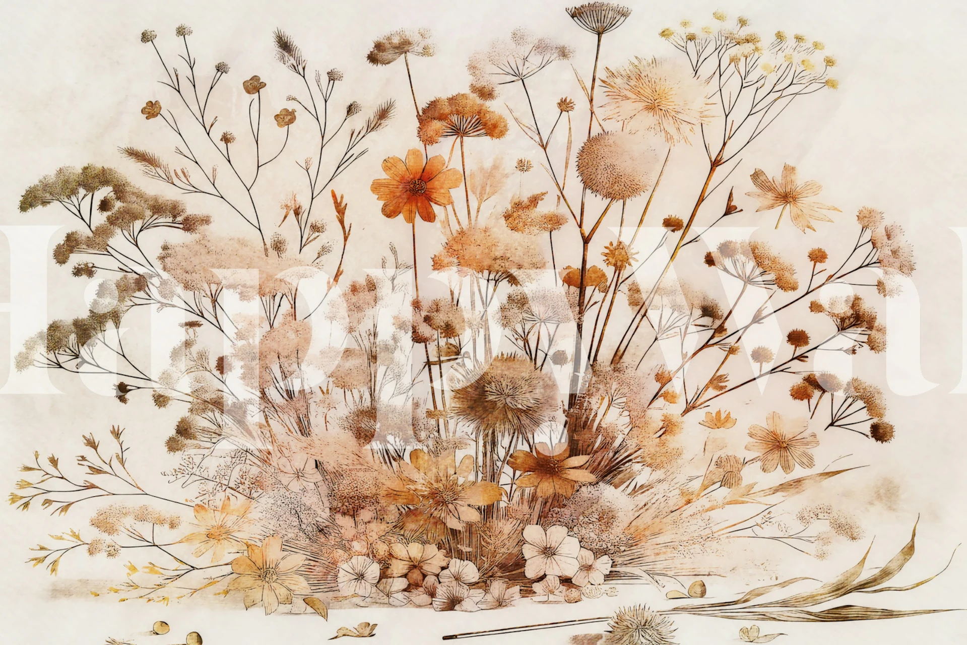 Autumn florals wallpaper in a room.