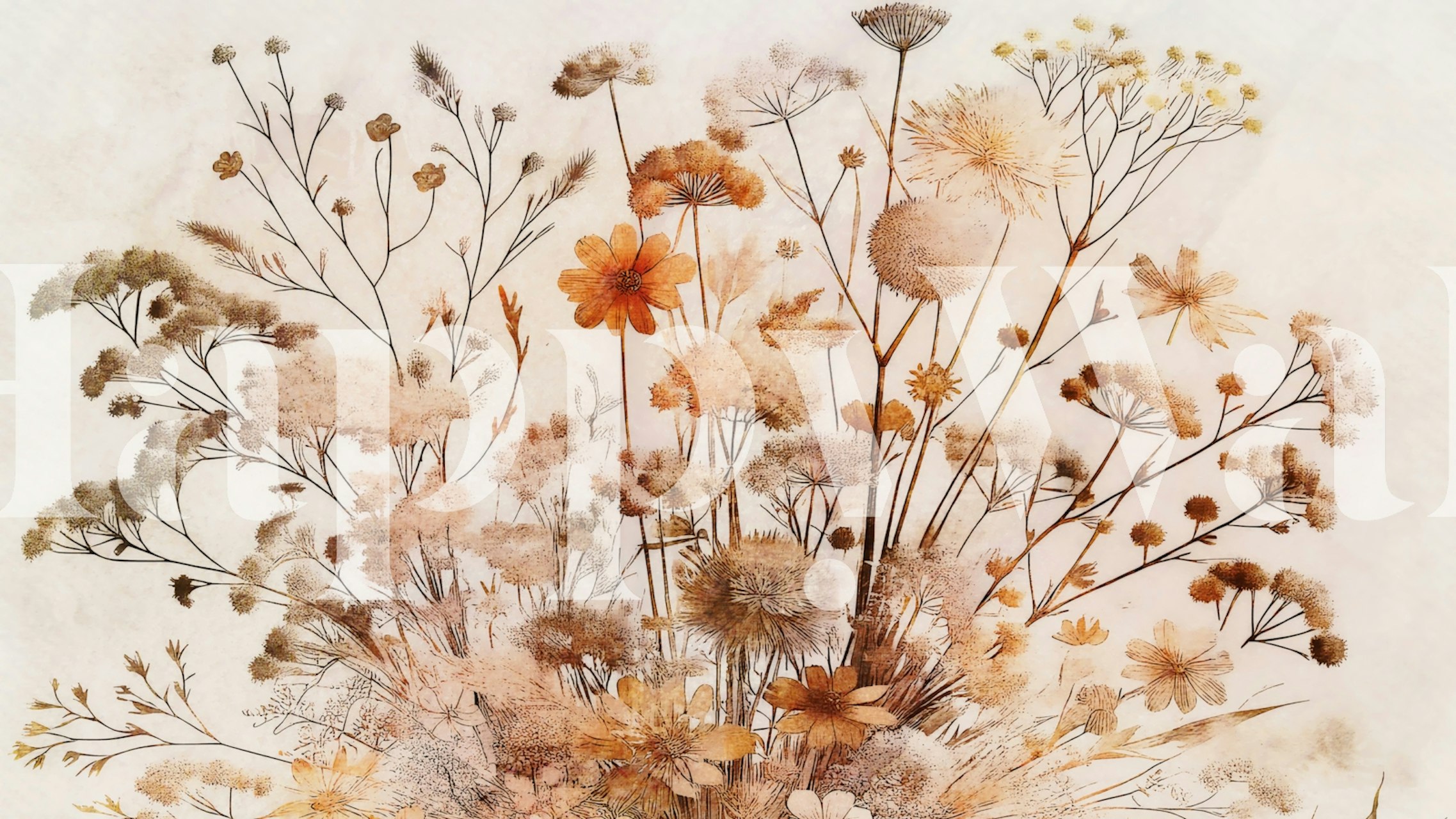 Dried flowers in neutral colors wallpaper