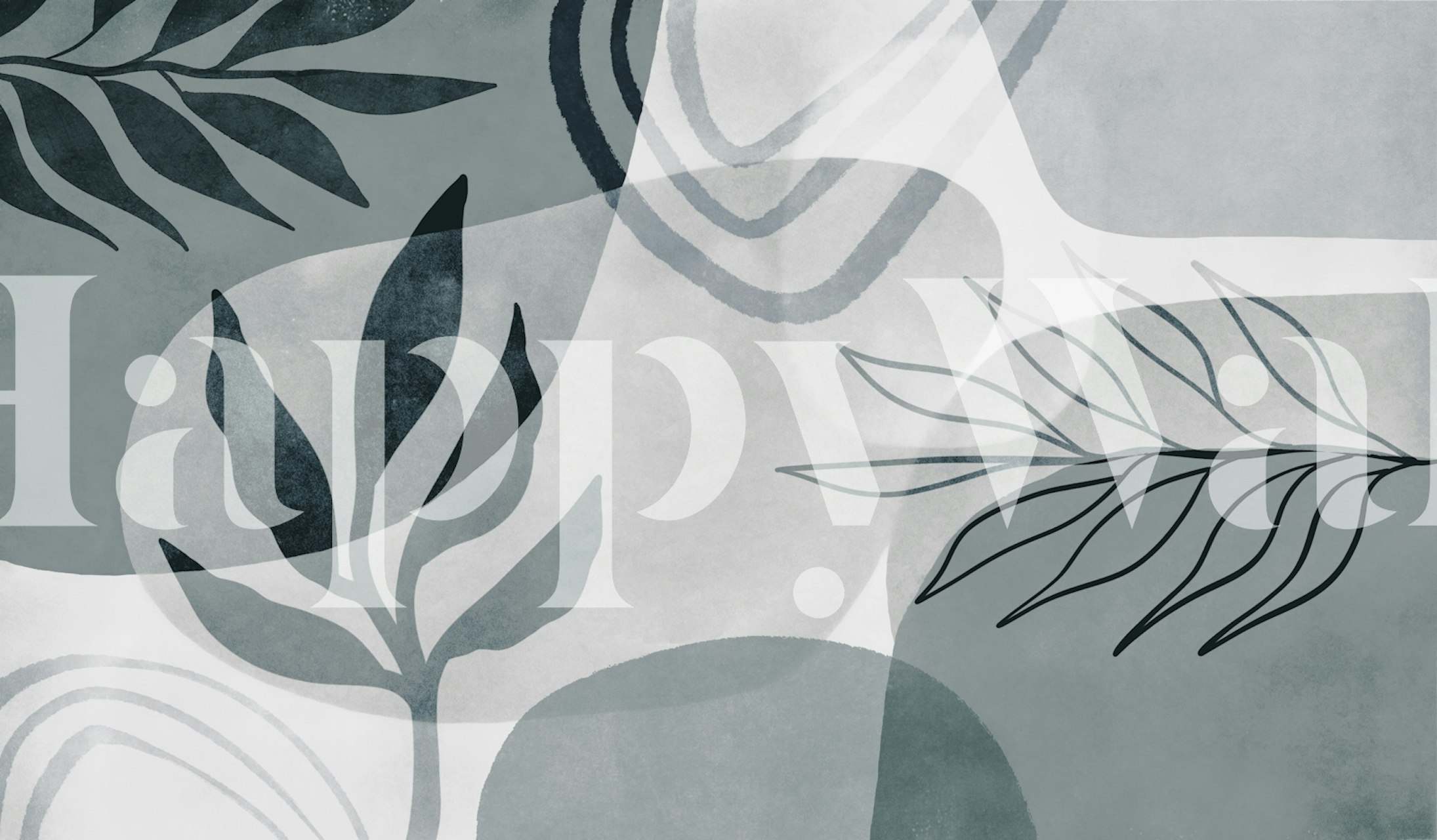 Abstract Botanical Mid Century Art Teal ταπετσαρία σε ένα δωμάτιο