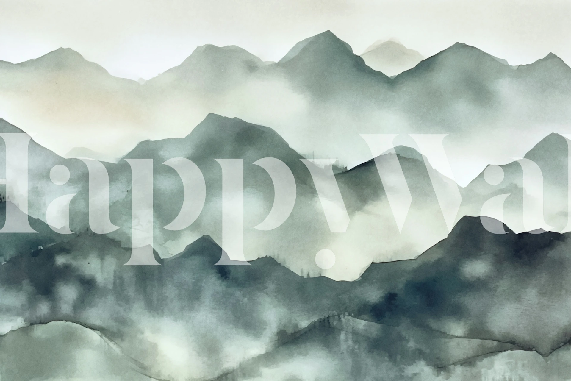 Misty Mountains Watercolor Landscape tapeta w pokoju