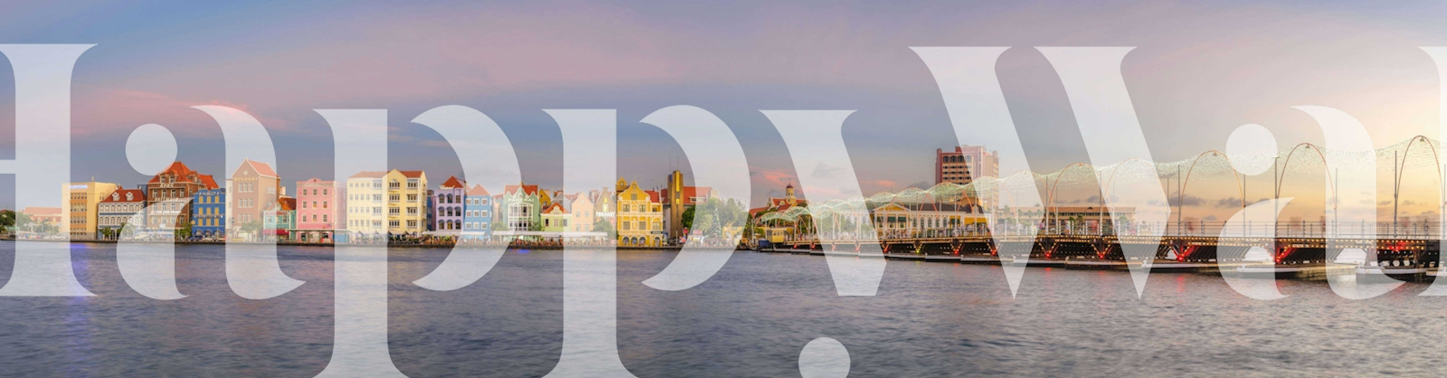 Colorful Dutch legacy wallpaper featuring vibrant house designs and scenic waterfront.