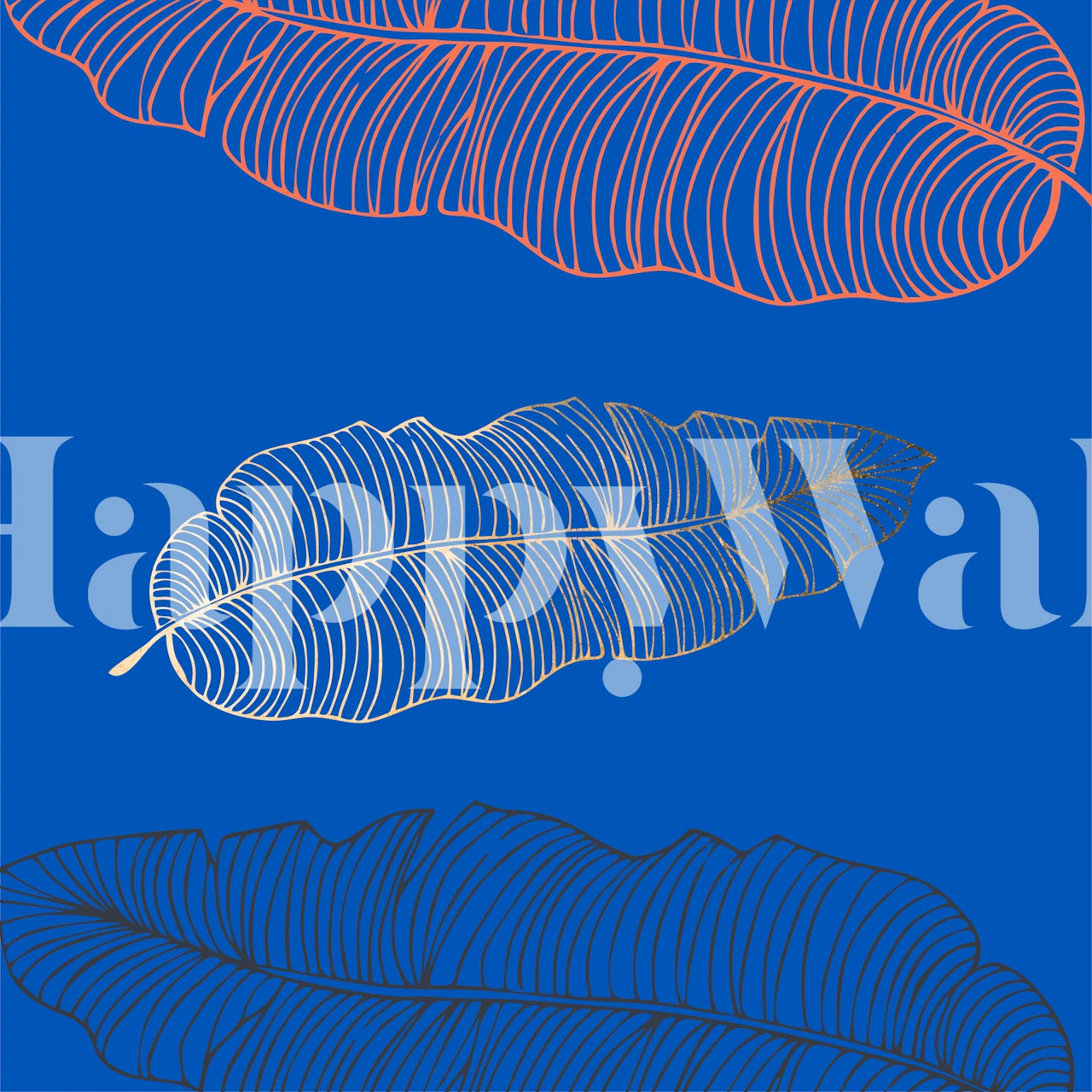 Carta da parati Navy Tropic Leaf Essence in una stanza