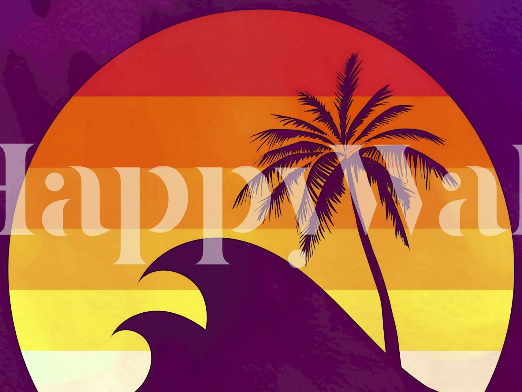 Tropical Sunset Palm wallpaper in a room