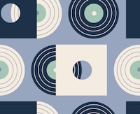 Let the Music play - Vinyl records blue papiers peint