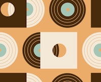 Let the Music play - Vinyl records orange papiers peint