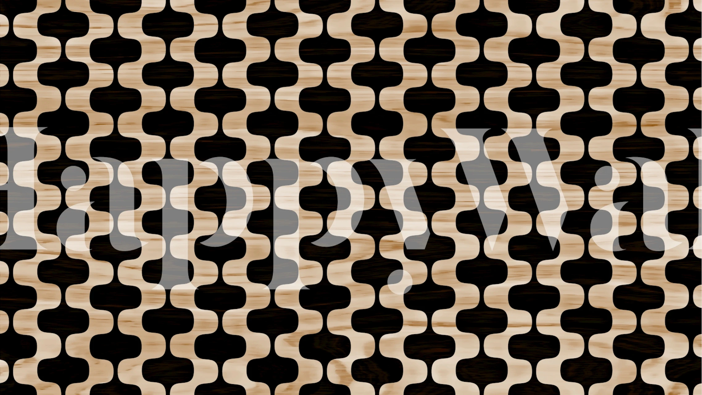 Abstract geometric pattern in black and beige wallpaper
