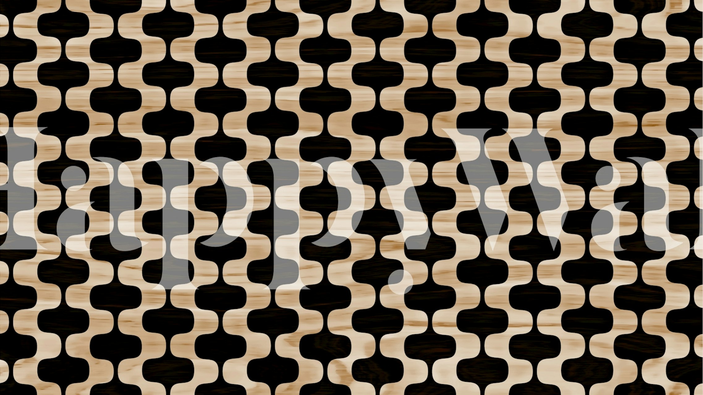Abstract geometric pattern in black and beige wallpaper
