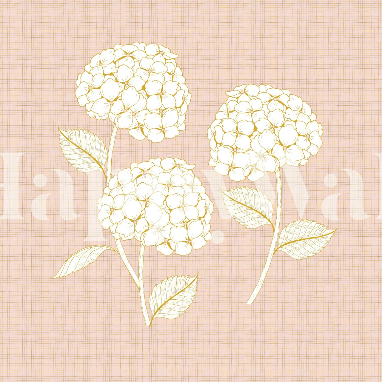 Papier peint Pastel Hydrangea présenté dans une pièce