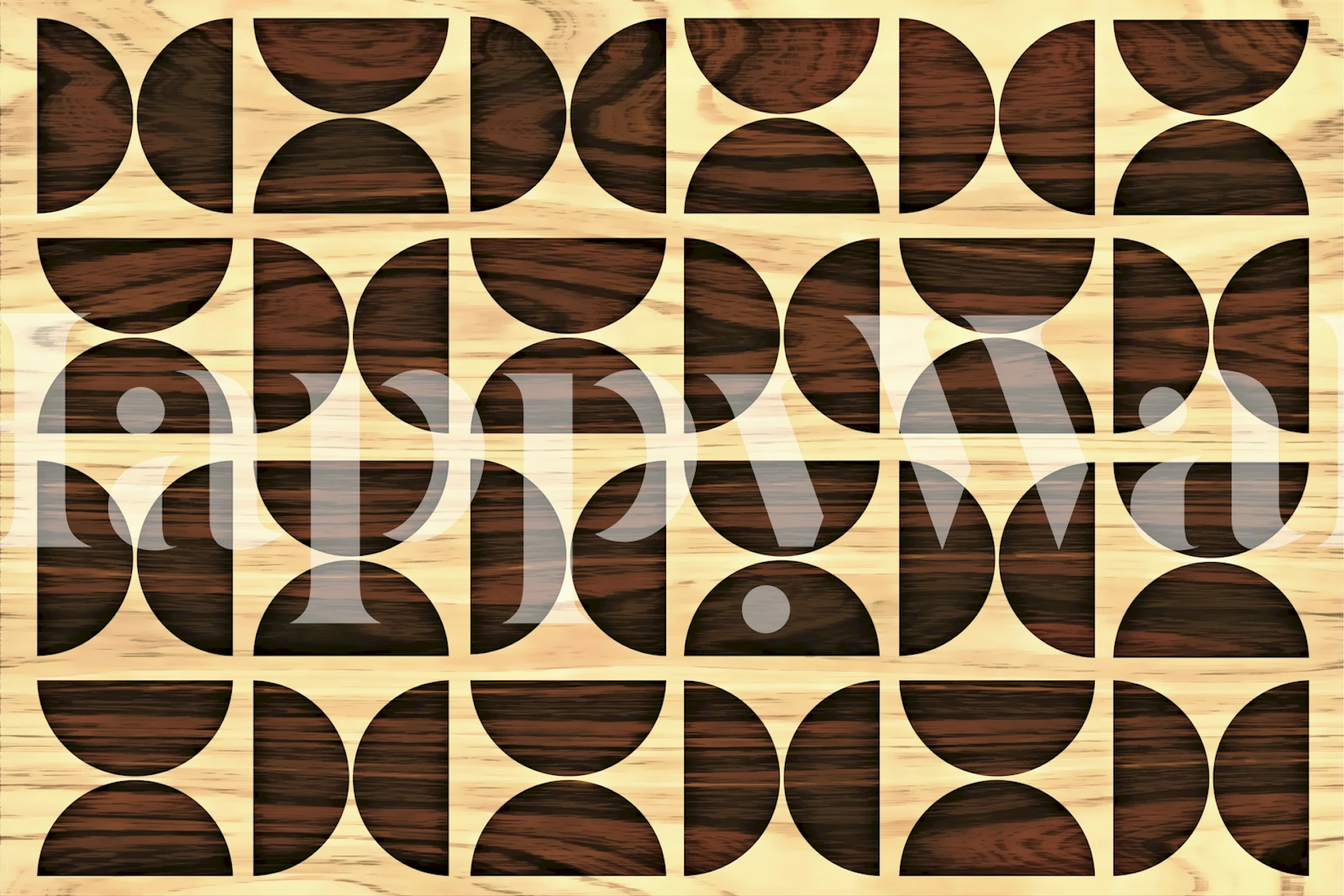 Wooden Mid Century Geo tapetti huoneessa