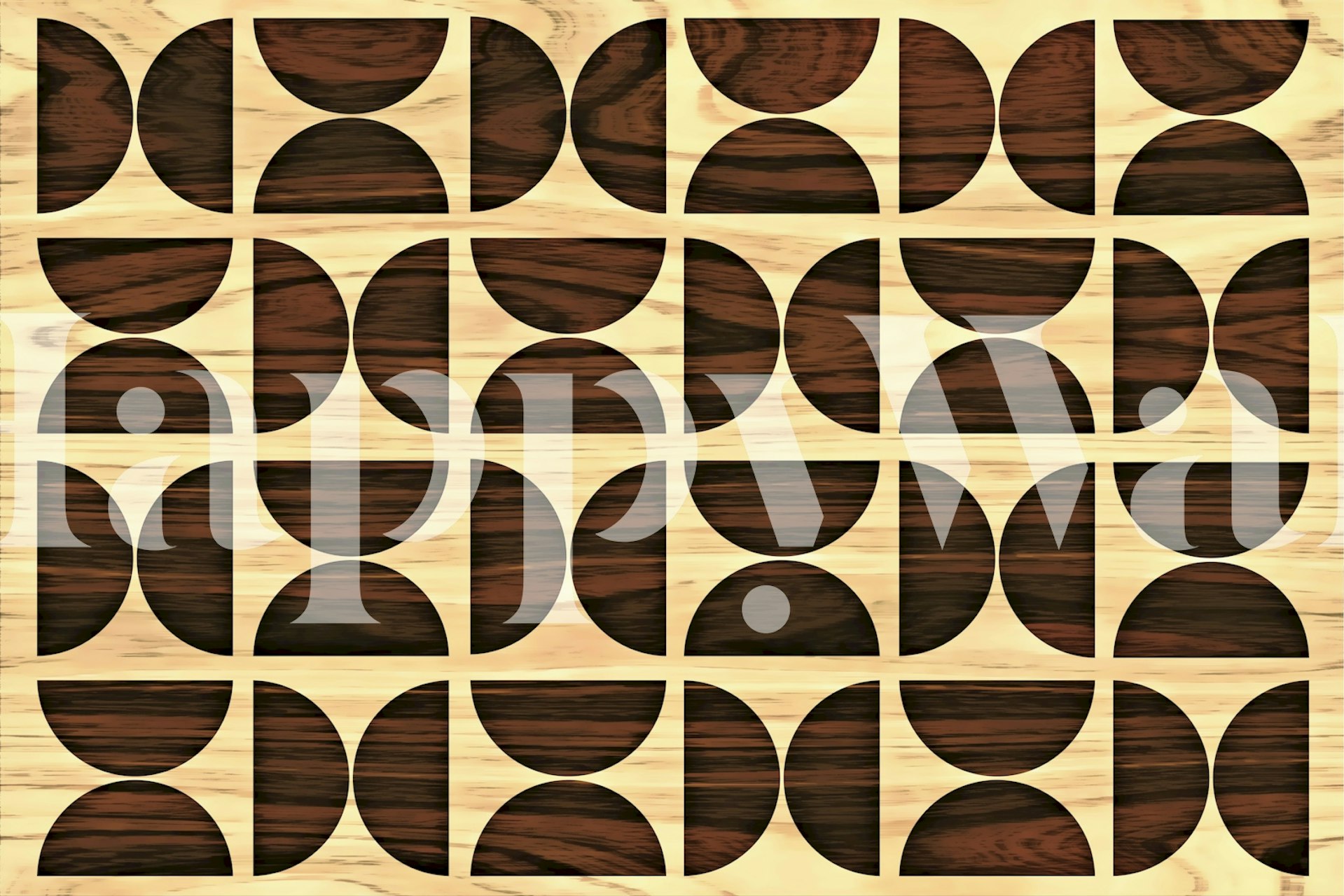 Papel de parede Wooden Mid Century Geo em um quarto