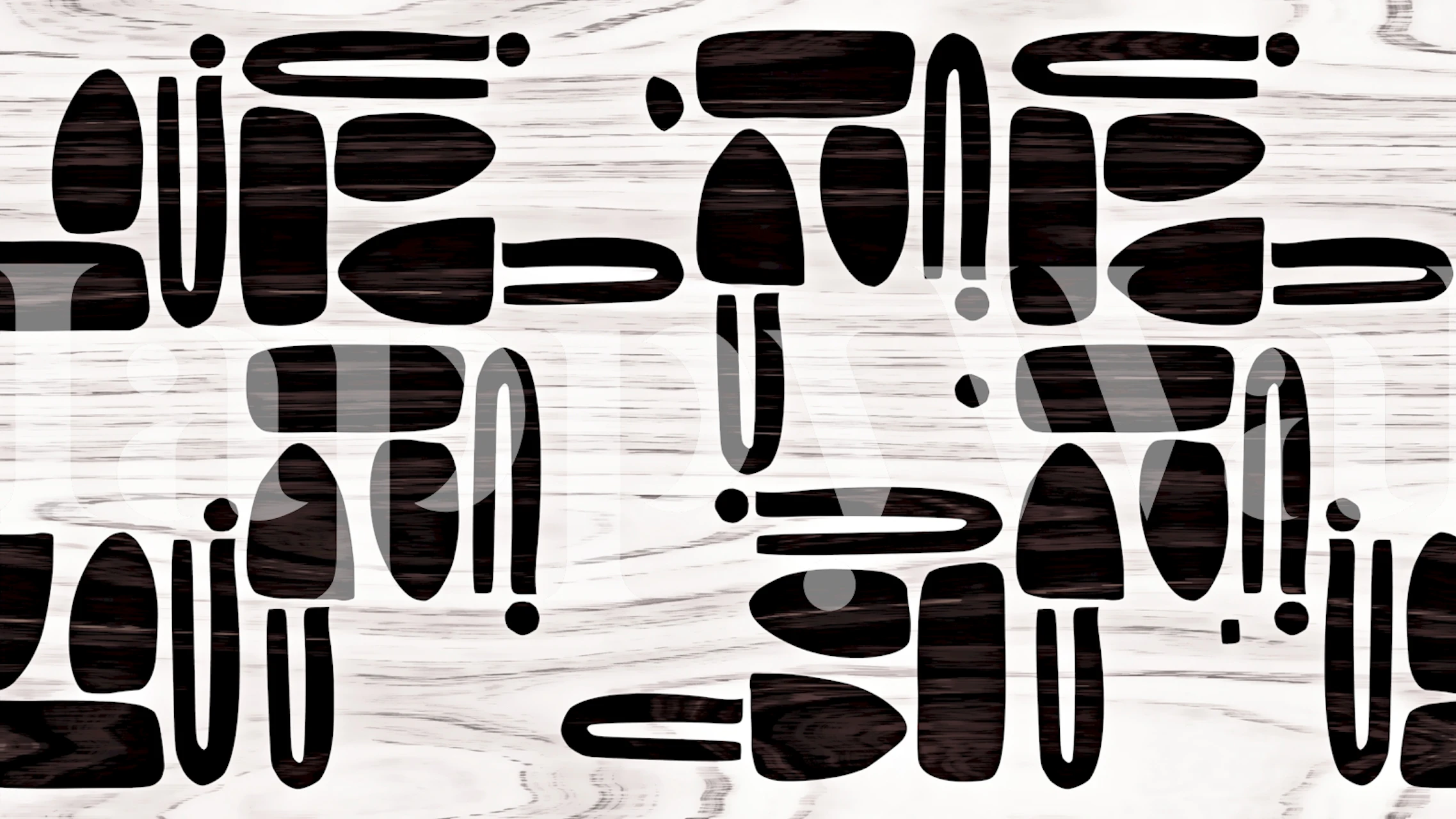 Black geometric shapes on a light textured background wallpaper