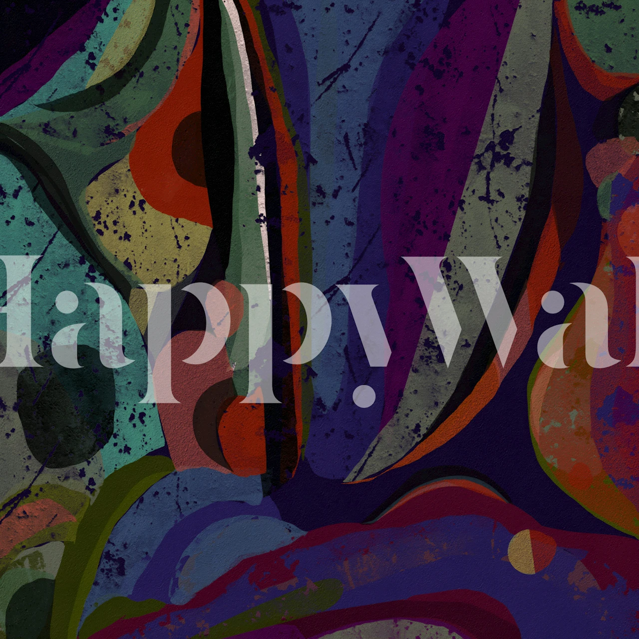 Papel de parede de arte moderna vibrante exibido em um quarto