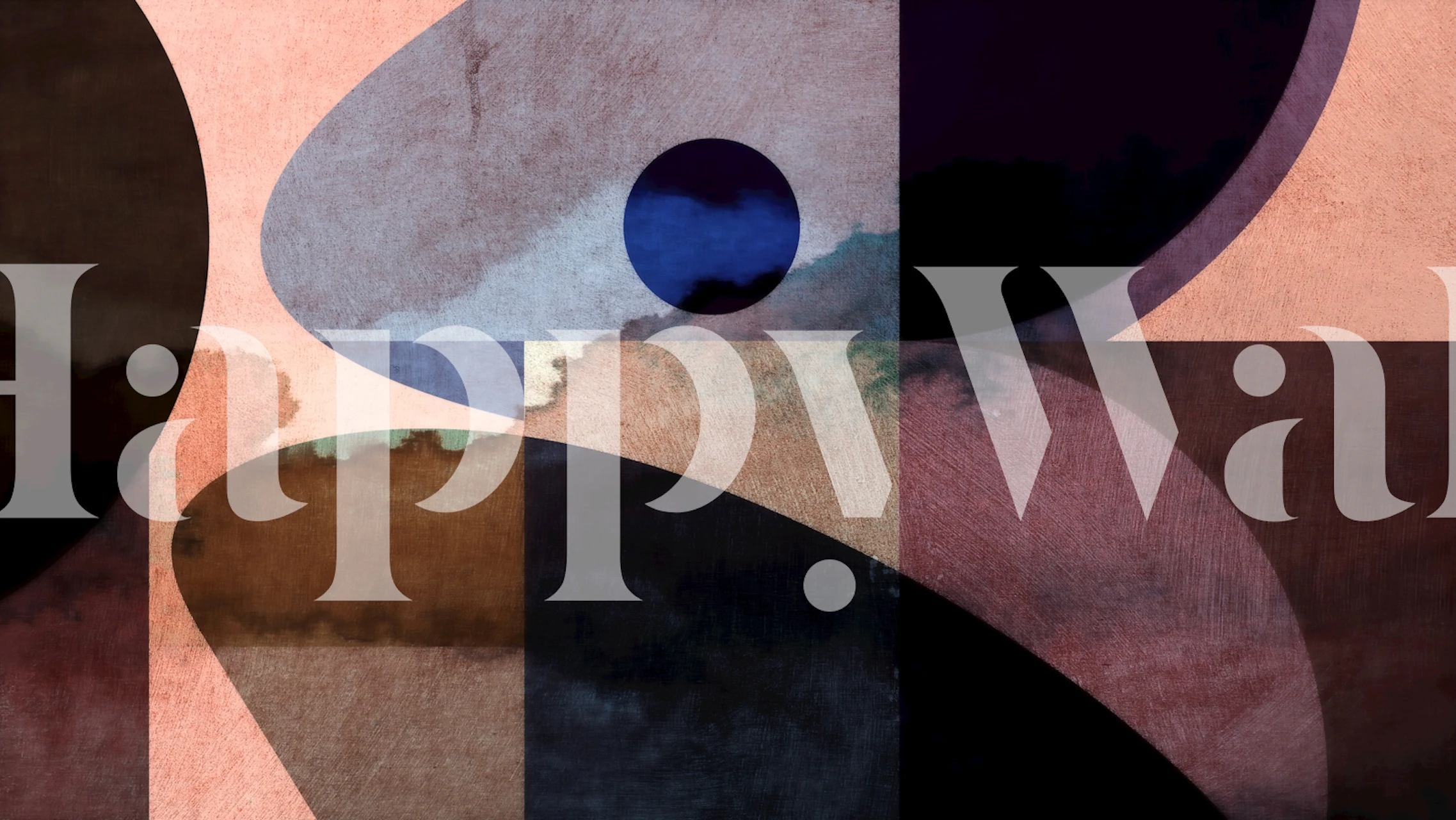 Geometric abstract shapes in brown, blue, and pink watercolor wallpaper