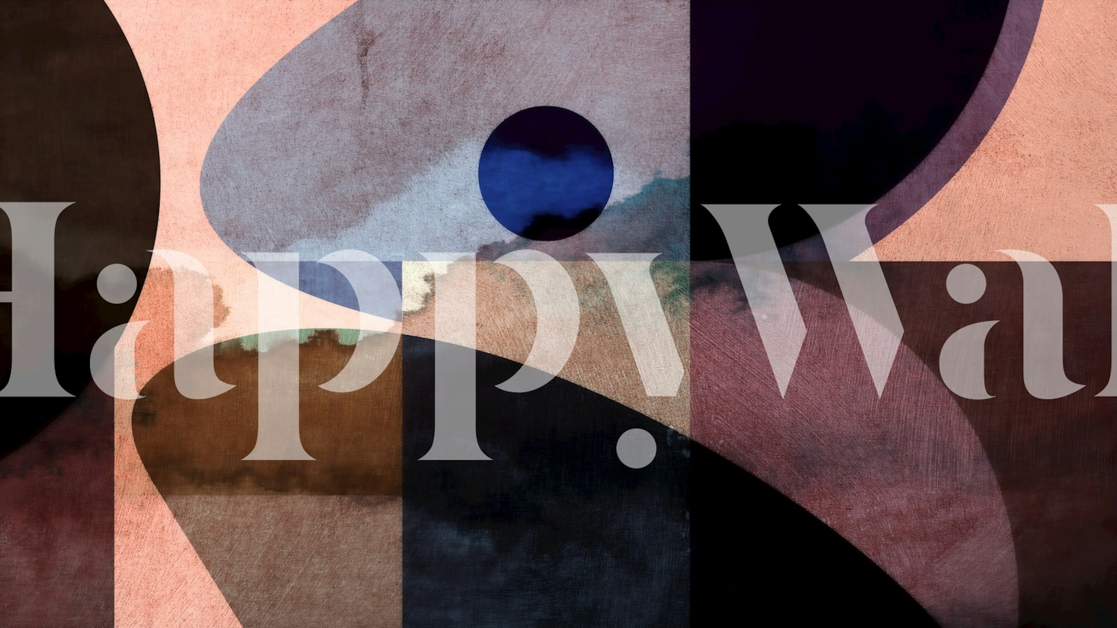 Geometric abstract shapes in brown, blue, and pink watercolor wallpaper