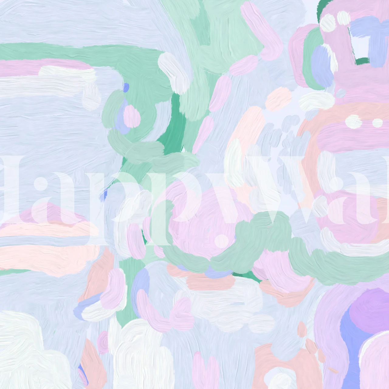 Serene pastel art wallpaper in a room