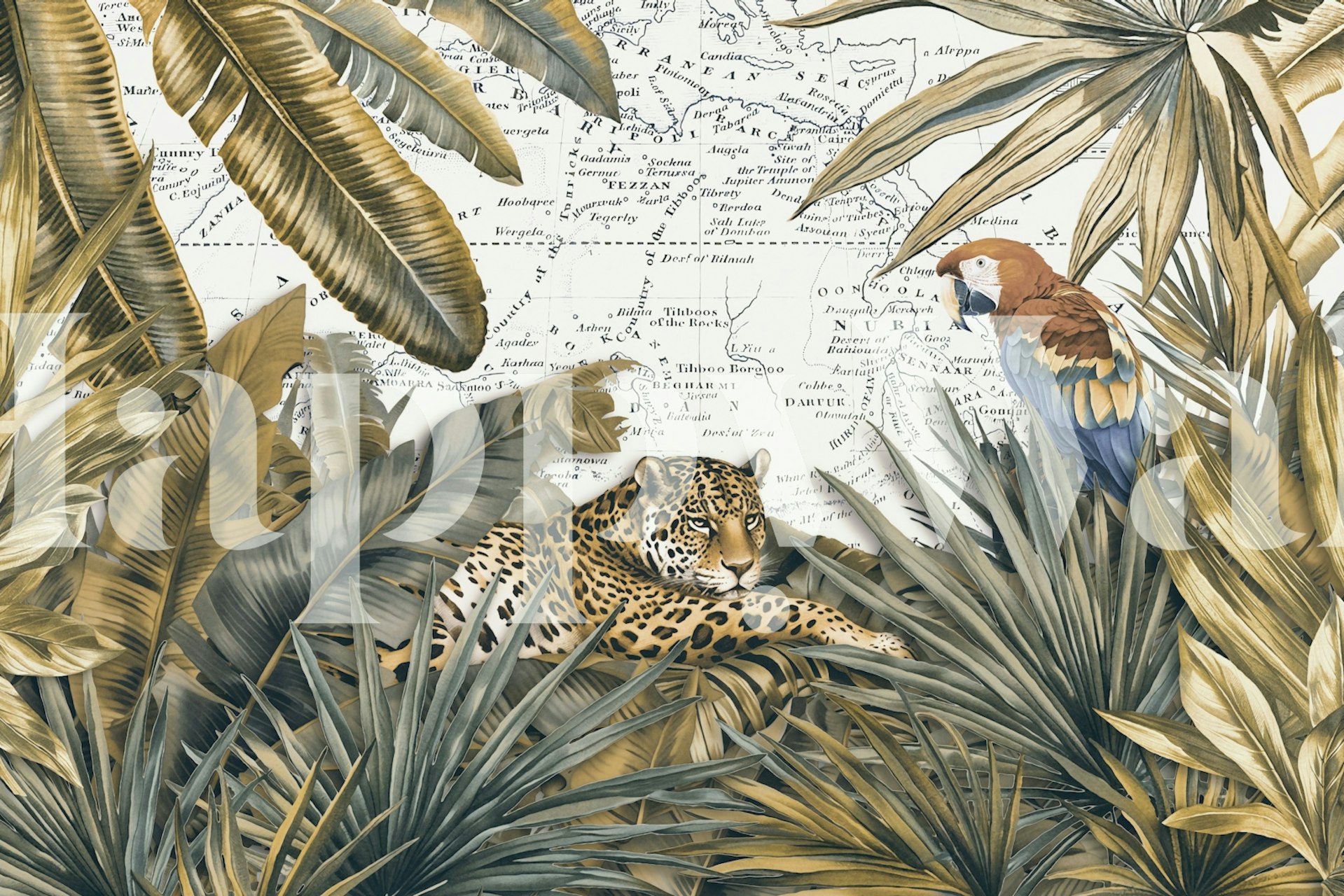 Papel de parede Cheetah and bird em um quarto