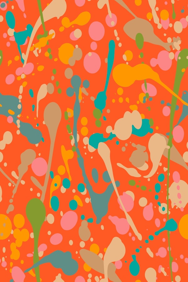 Splatter Modern Abstract Expressionism Coral
