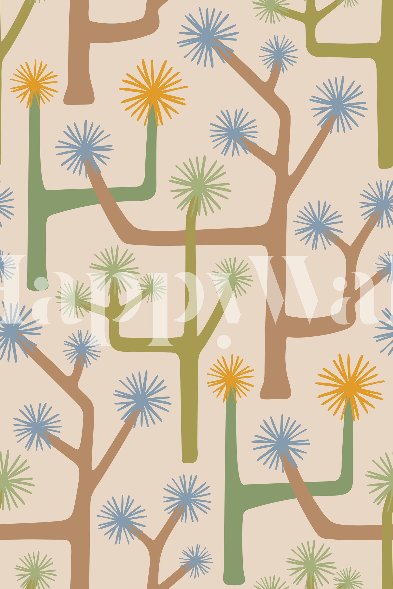 Joshua Tree Retro Mod Desert Wallpaper