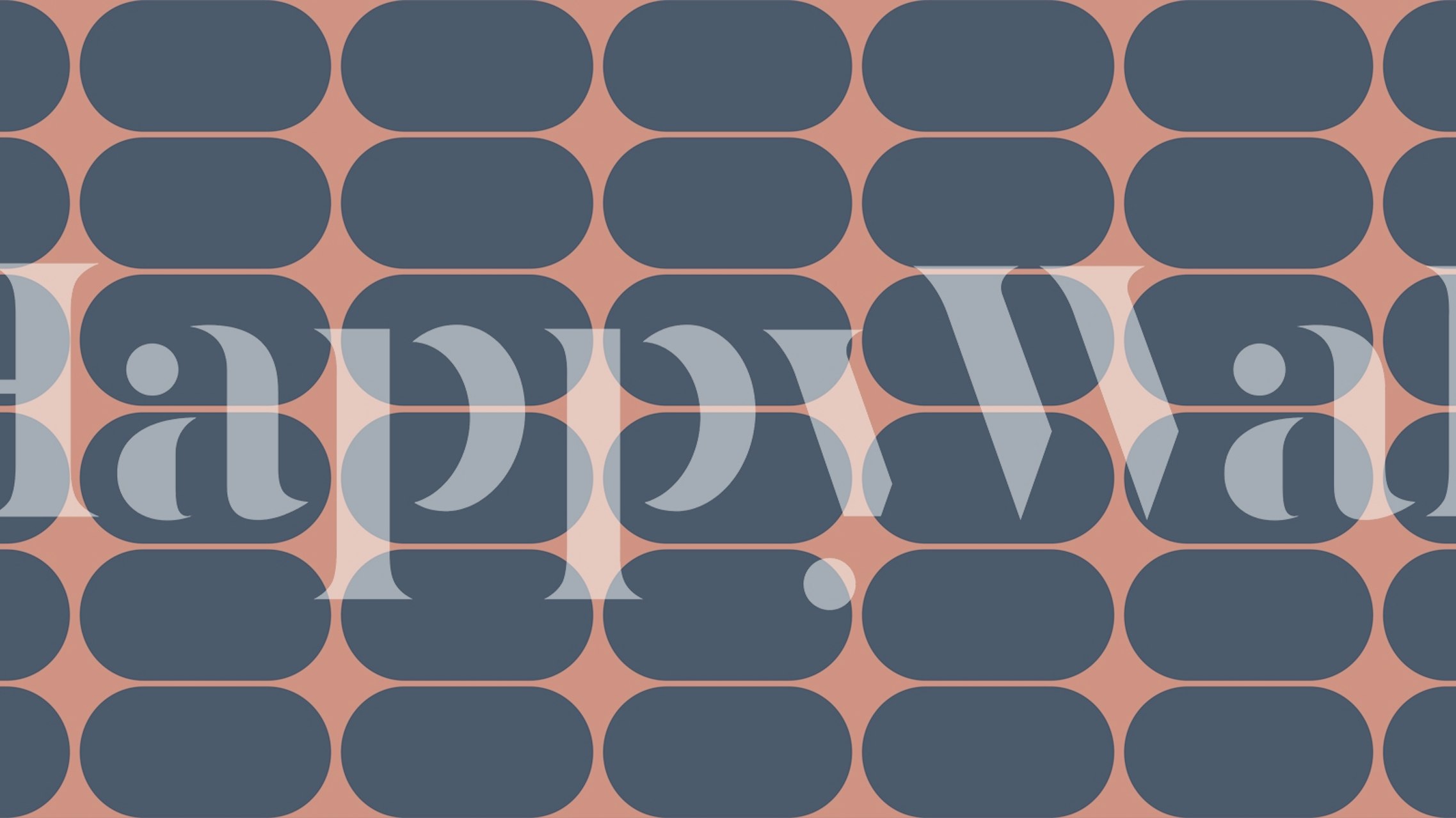 Navy oval shapes on light pink background geometric wallpaper