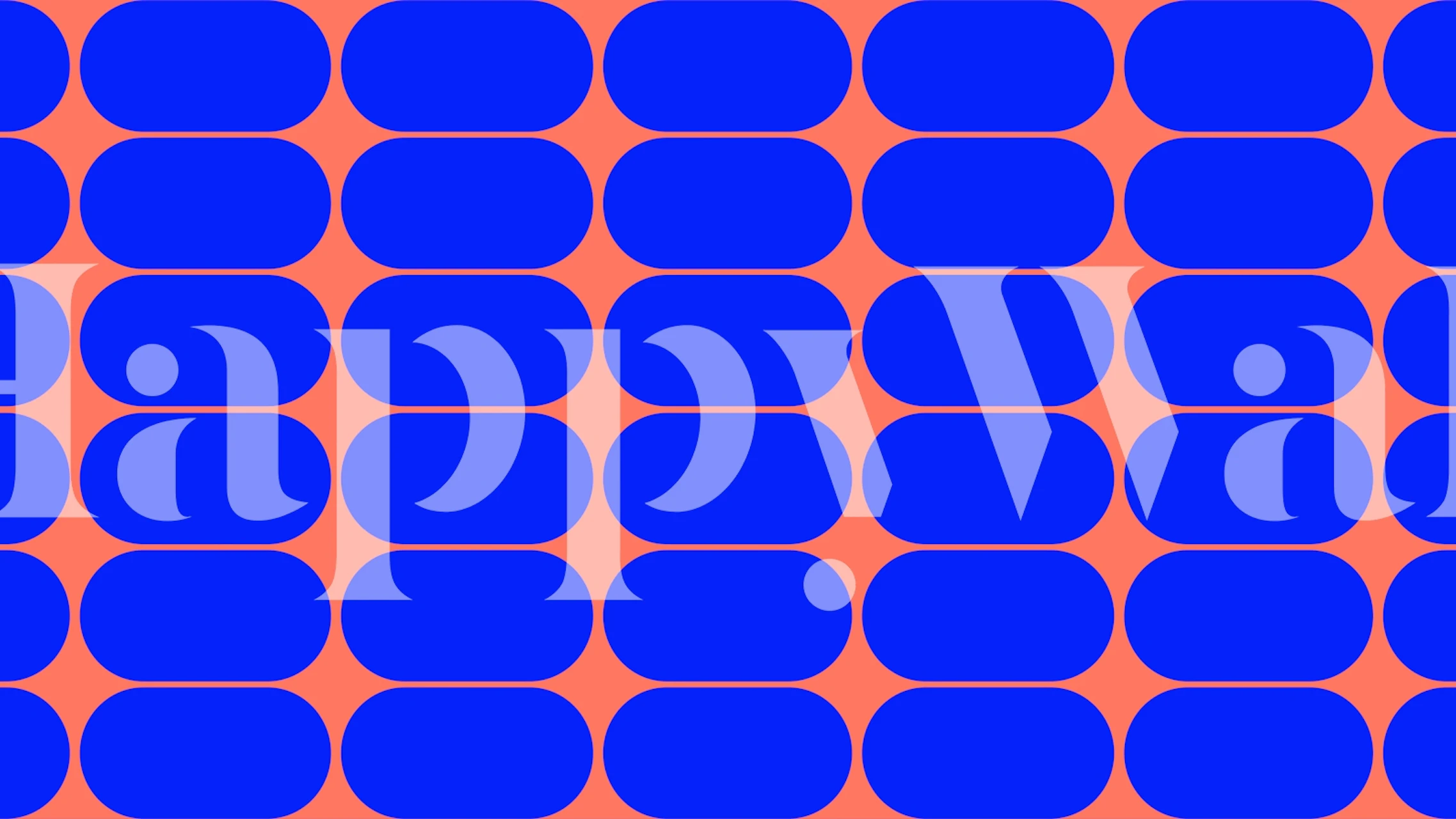 Geometric pattern in vibrant blue and coral shapes wallpaper