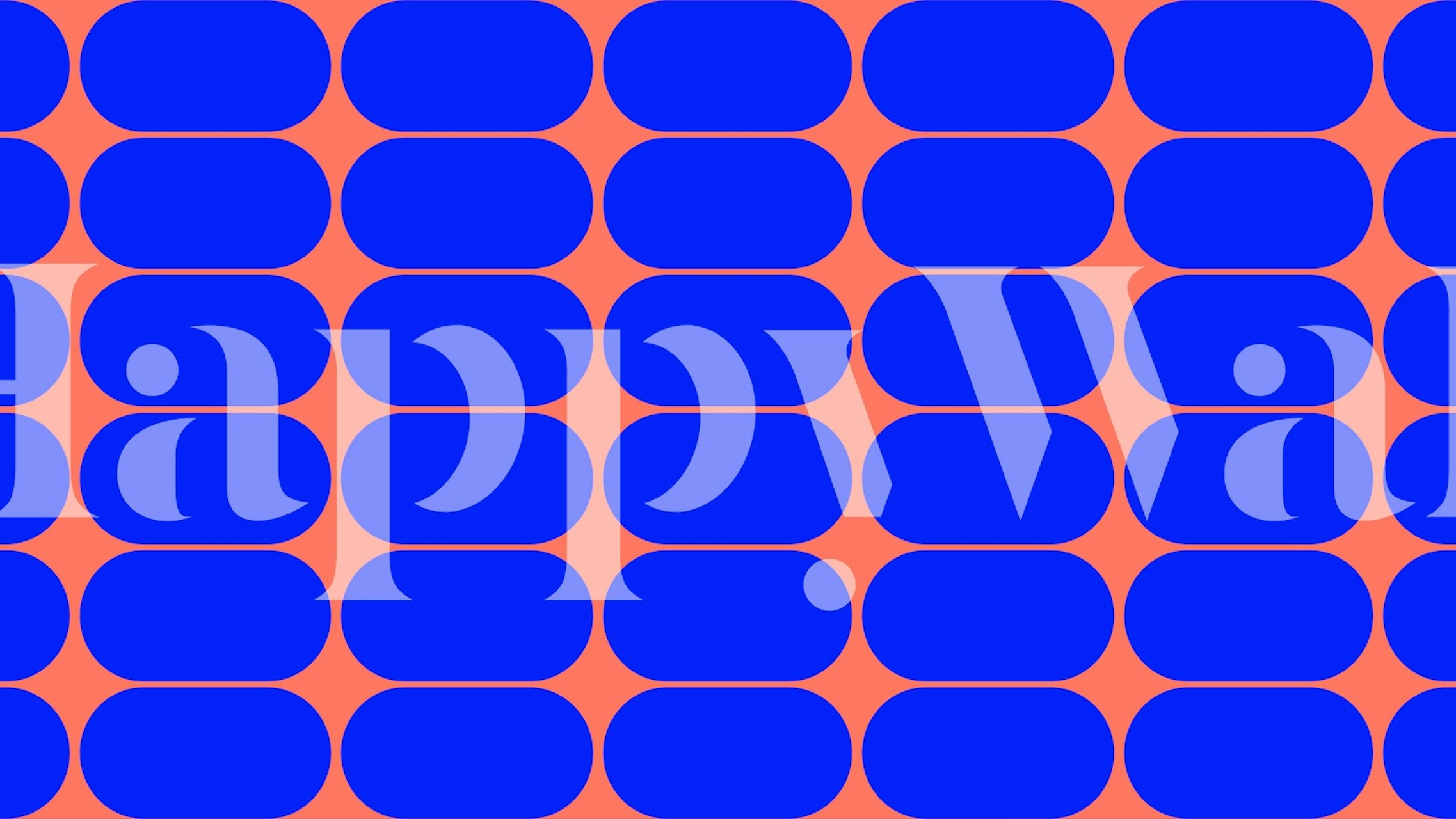 Geometric pattern in vibrant blue and coral shapes wallpaper