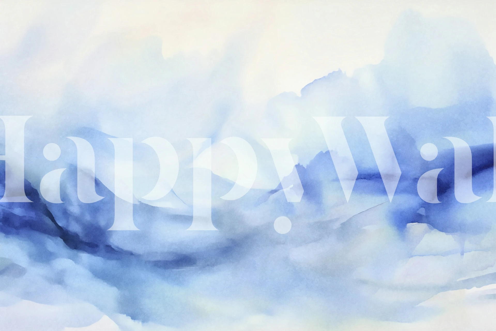 Tranquil Azure Mists wallpaper displayed in a room