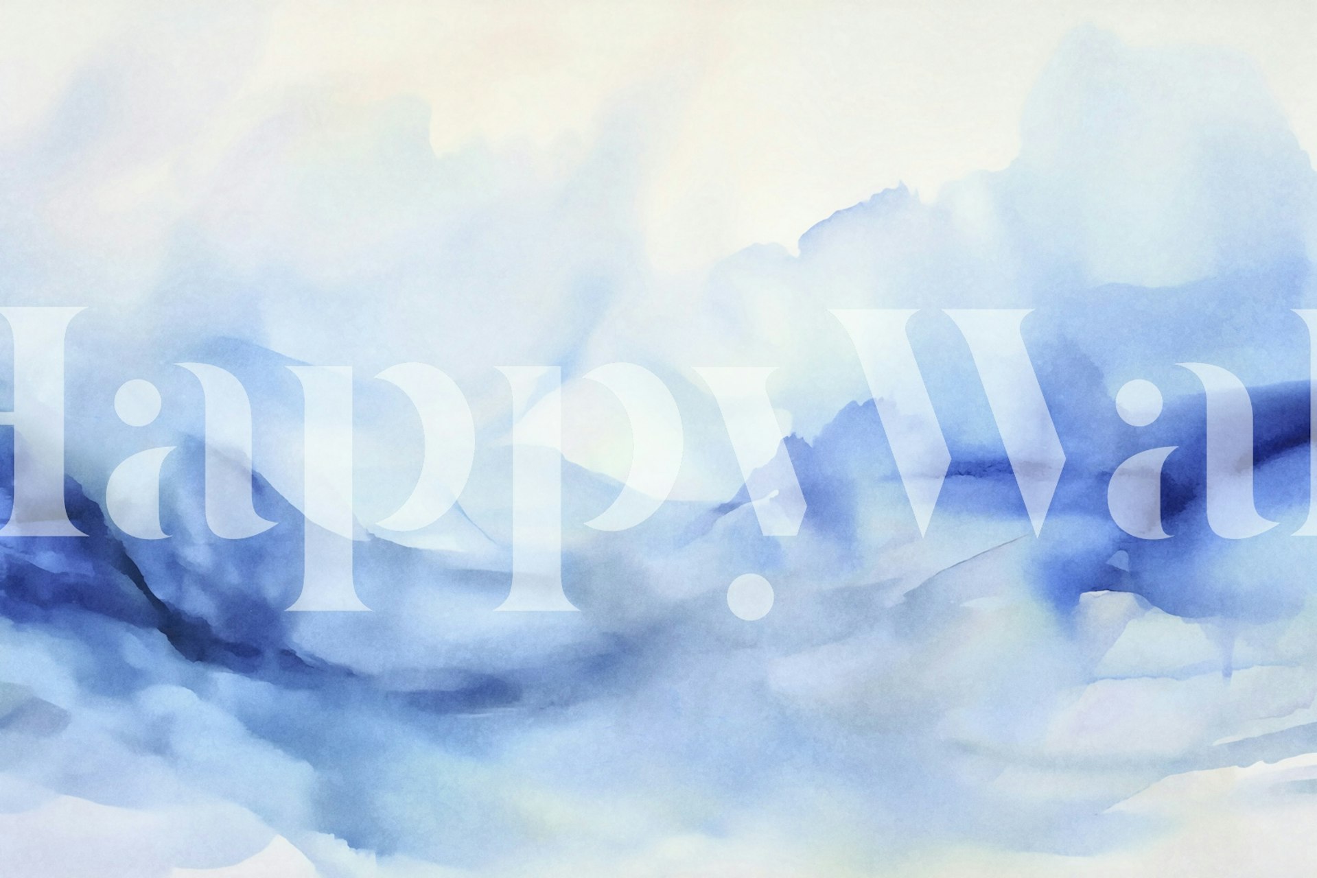 Tranquil Azure Mists wallpaper displayed in a room