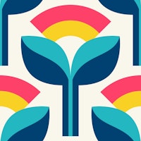 Modern Retro Sunrise Stems tapete