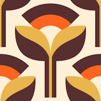 Retro Sunset Geometric Flowers tapete