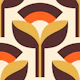 Retro Sunset Geometric Flowers
