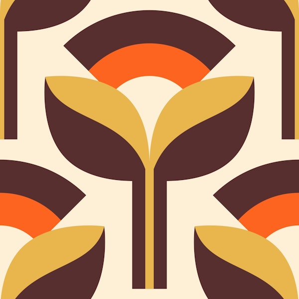 Retro Sunset Geometric Flowers