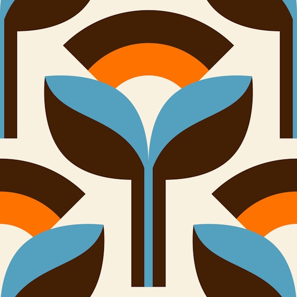 Mid-Century Plant Stems Blossoms