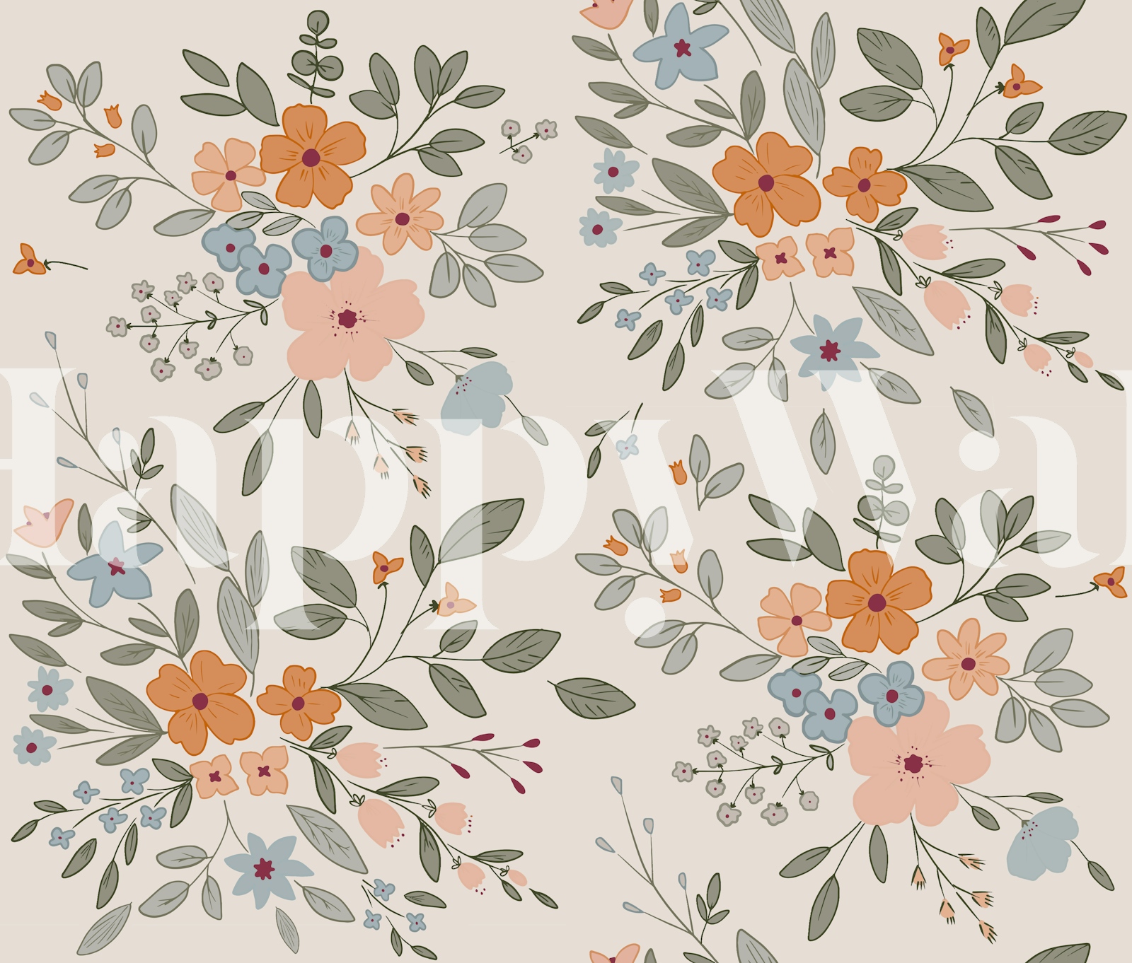 Pink Floral Vintage Wallpaper for Bedroom