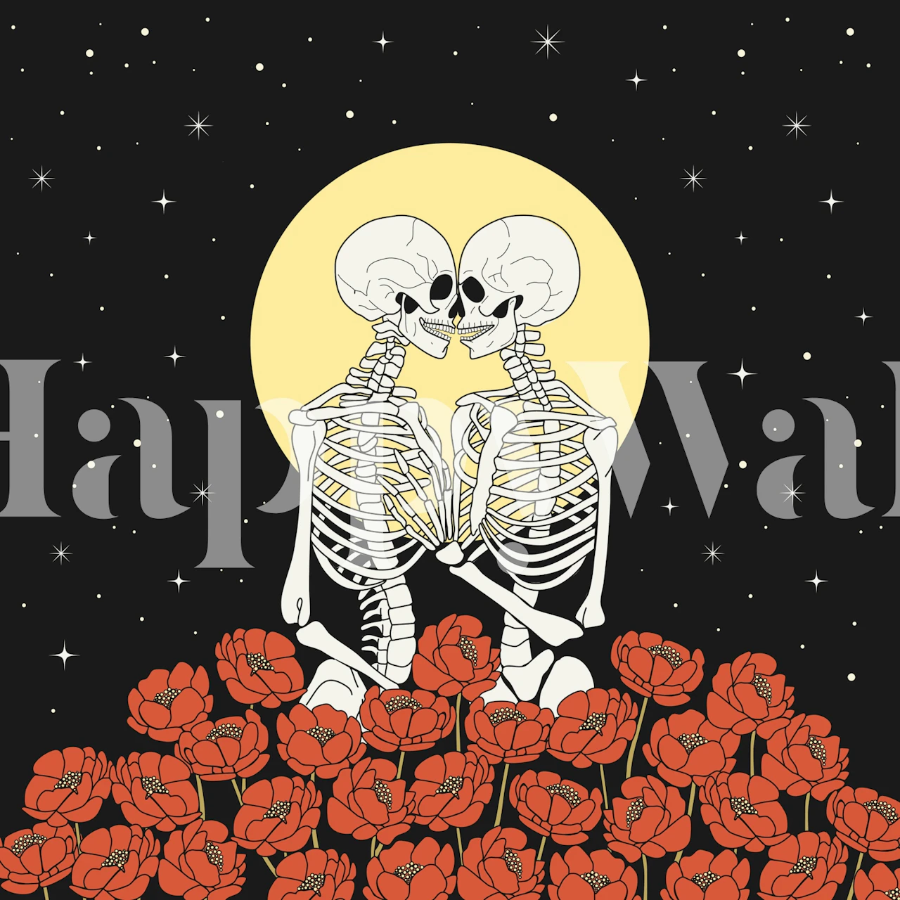 Carta da parati Skeleton Lovers in un ambiente di stanza