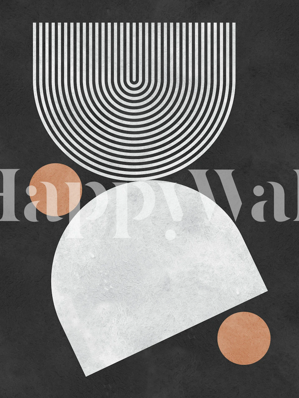 Black and white dotted and striped shapes wallpaper