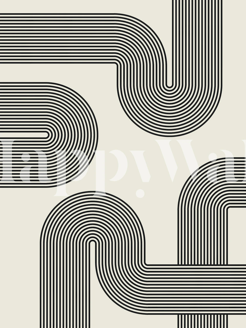 Black and white geometric abstract curves wallpaper