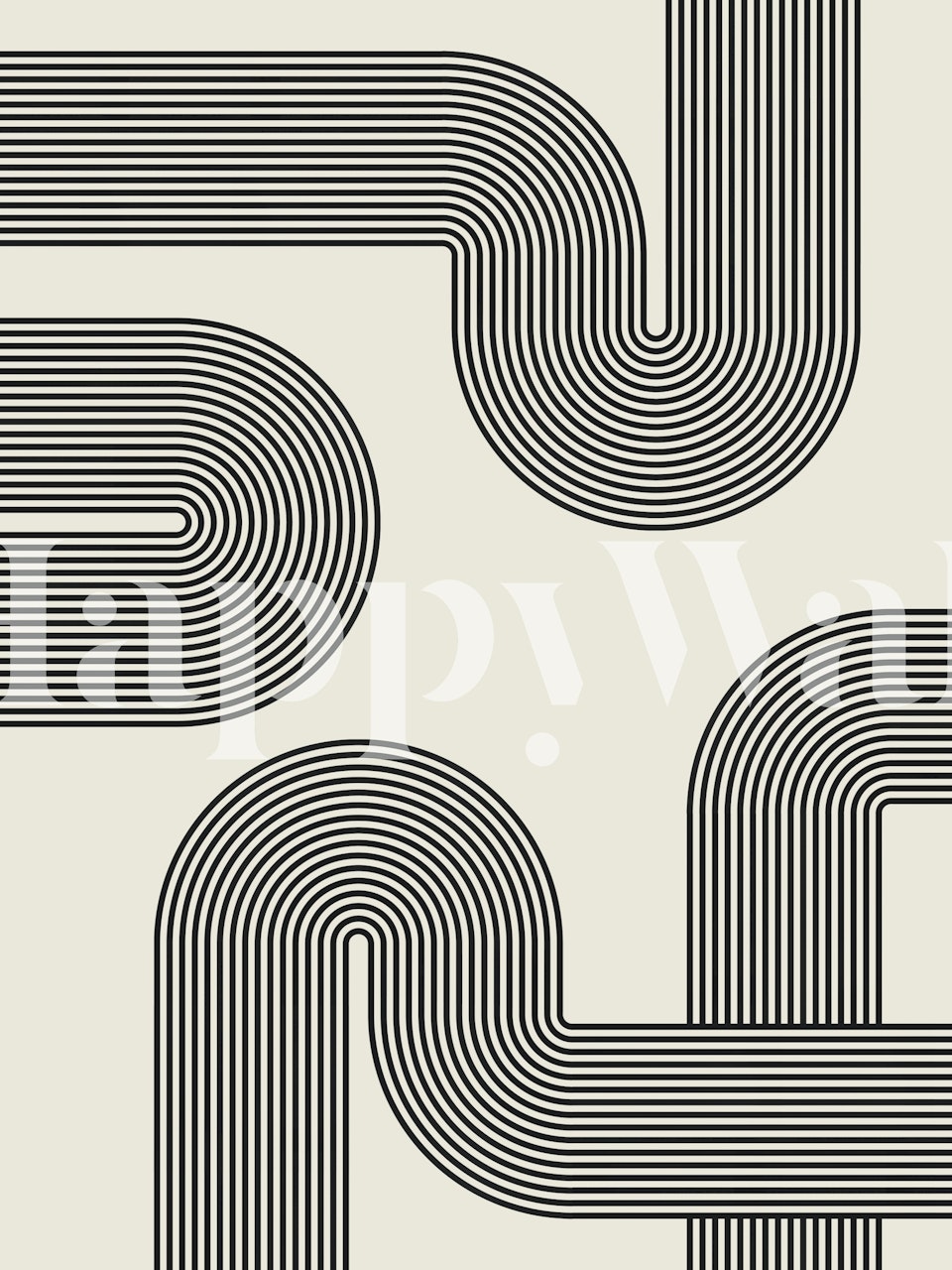 Geometric Abstract Curves wallpaper in een kamer