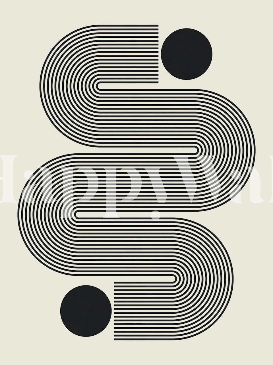 Modern Geometric Swirl Tapete in einem Zimmer