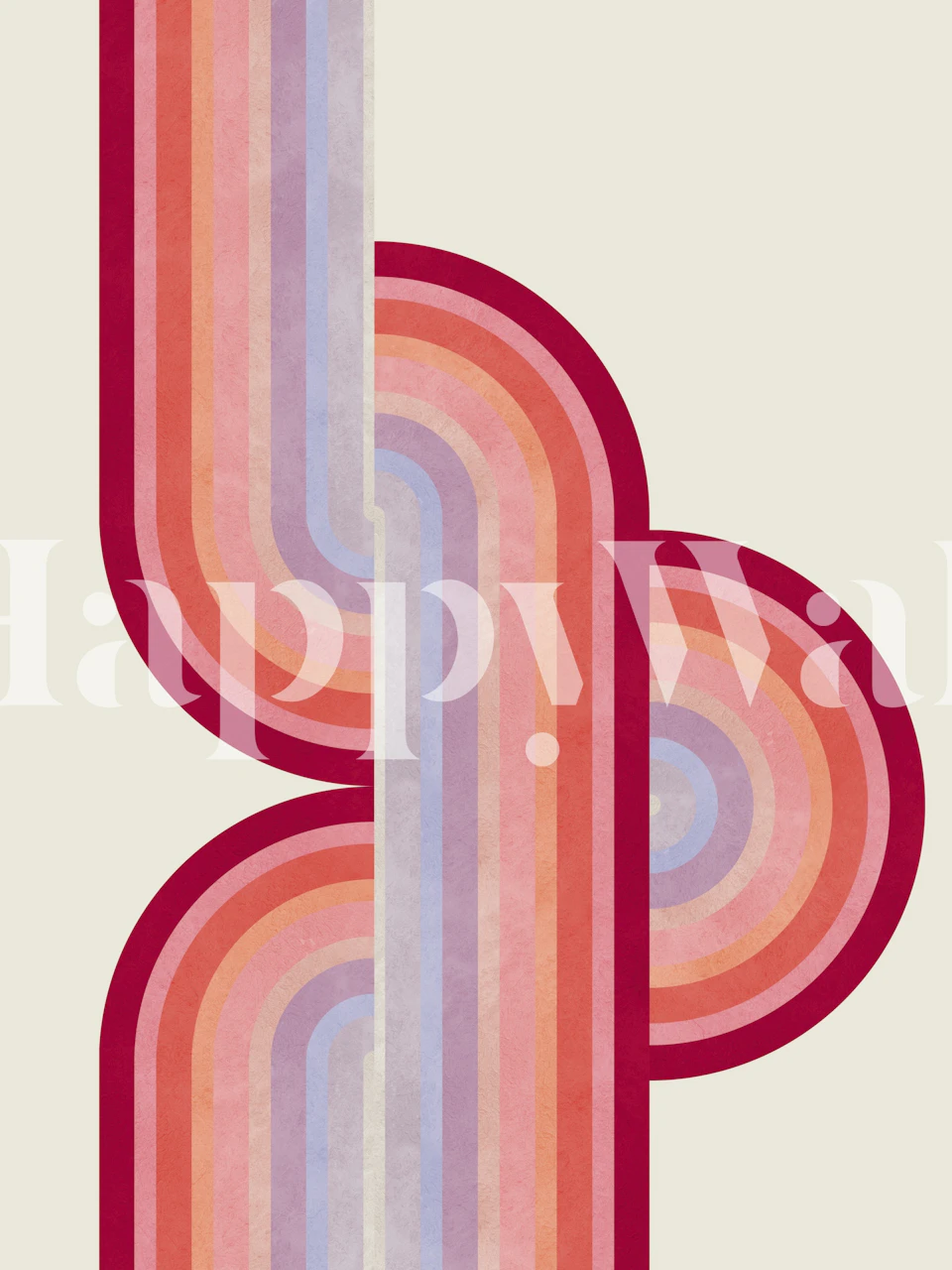 Retro Rainbow Arcs wallpaper design displayed in a room