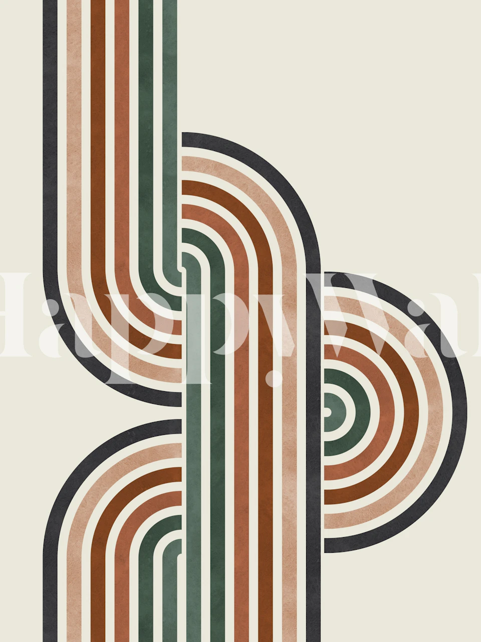 Retro swirl stripes wallpaper in een kamer