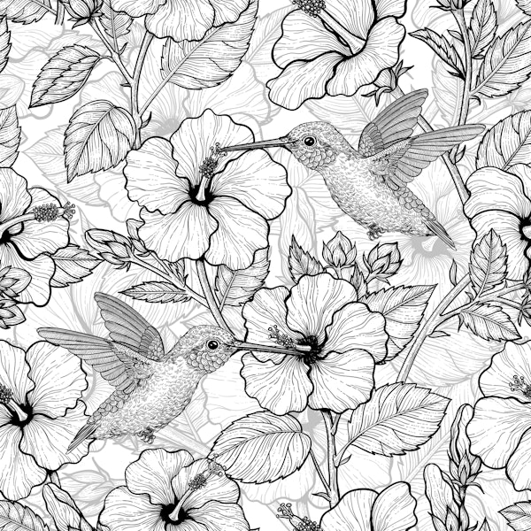 Hibiscus and hummingbirds 3