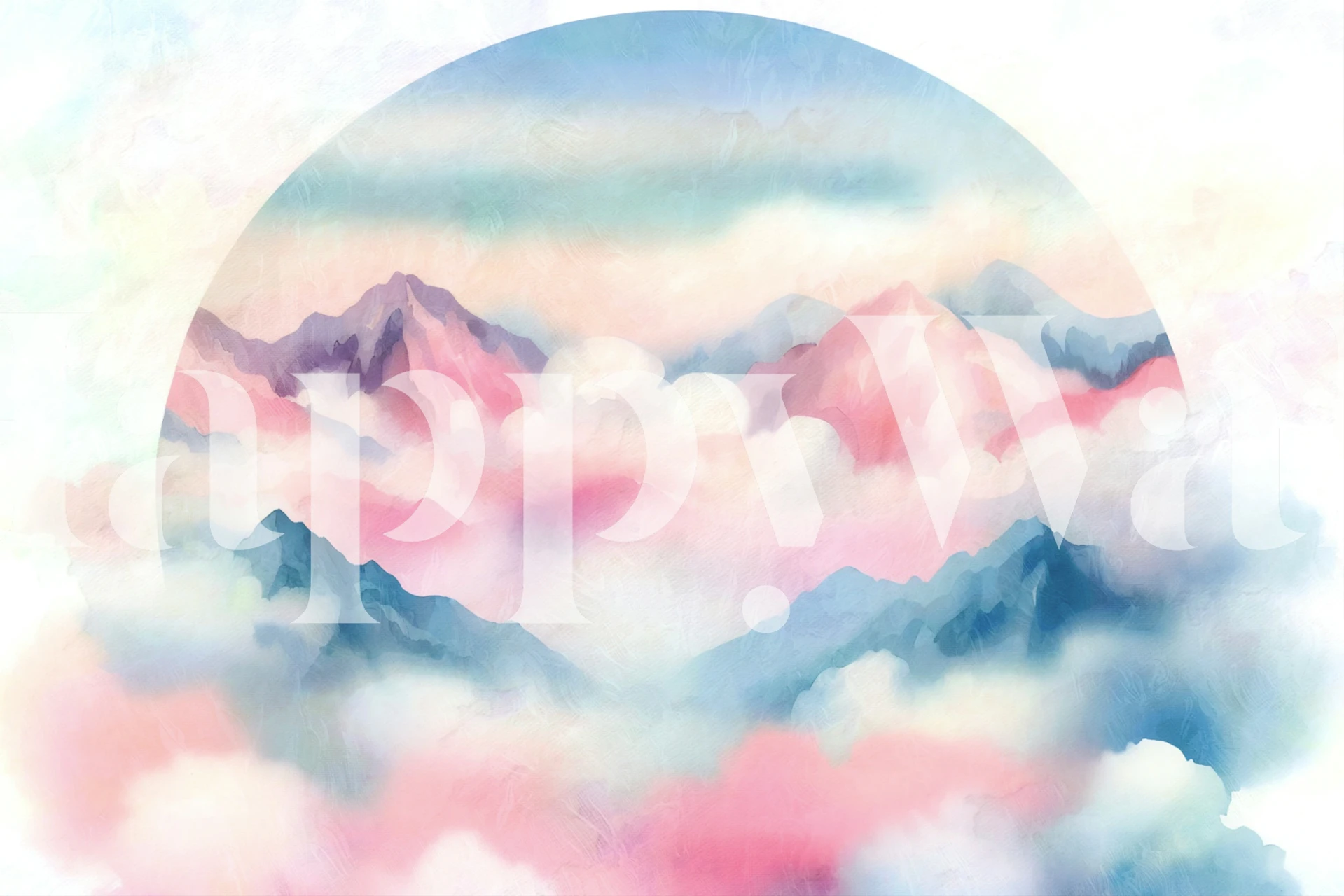 Cotton Candy Mountains wallpaper displayed in a room
