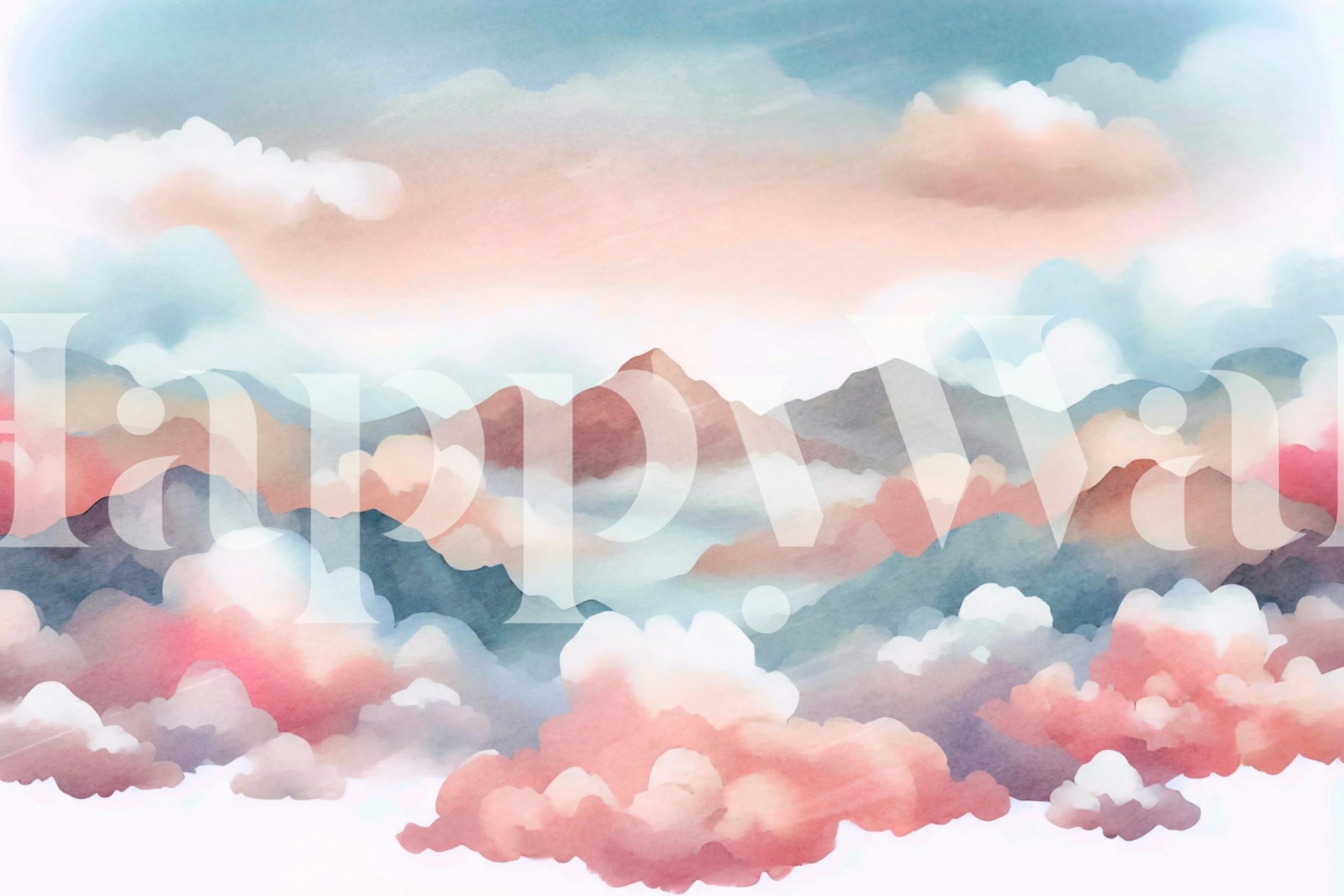 Pastel mountain dreams wallpaper in a room