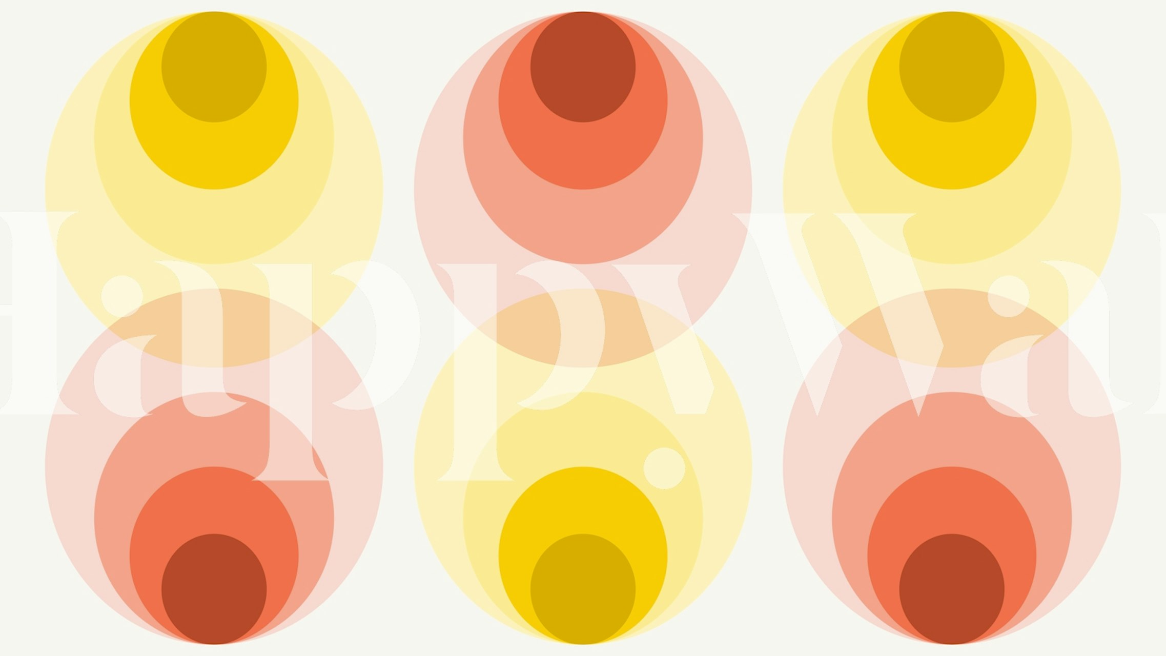 Geometric wallpaper featuring soft yellow and orange circles in circles pattern