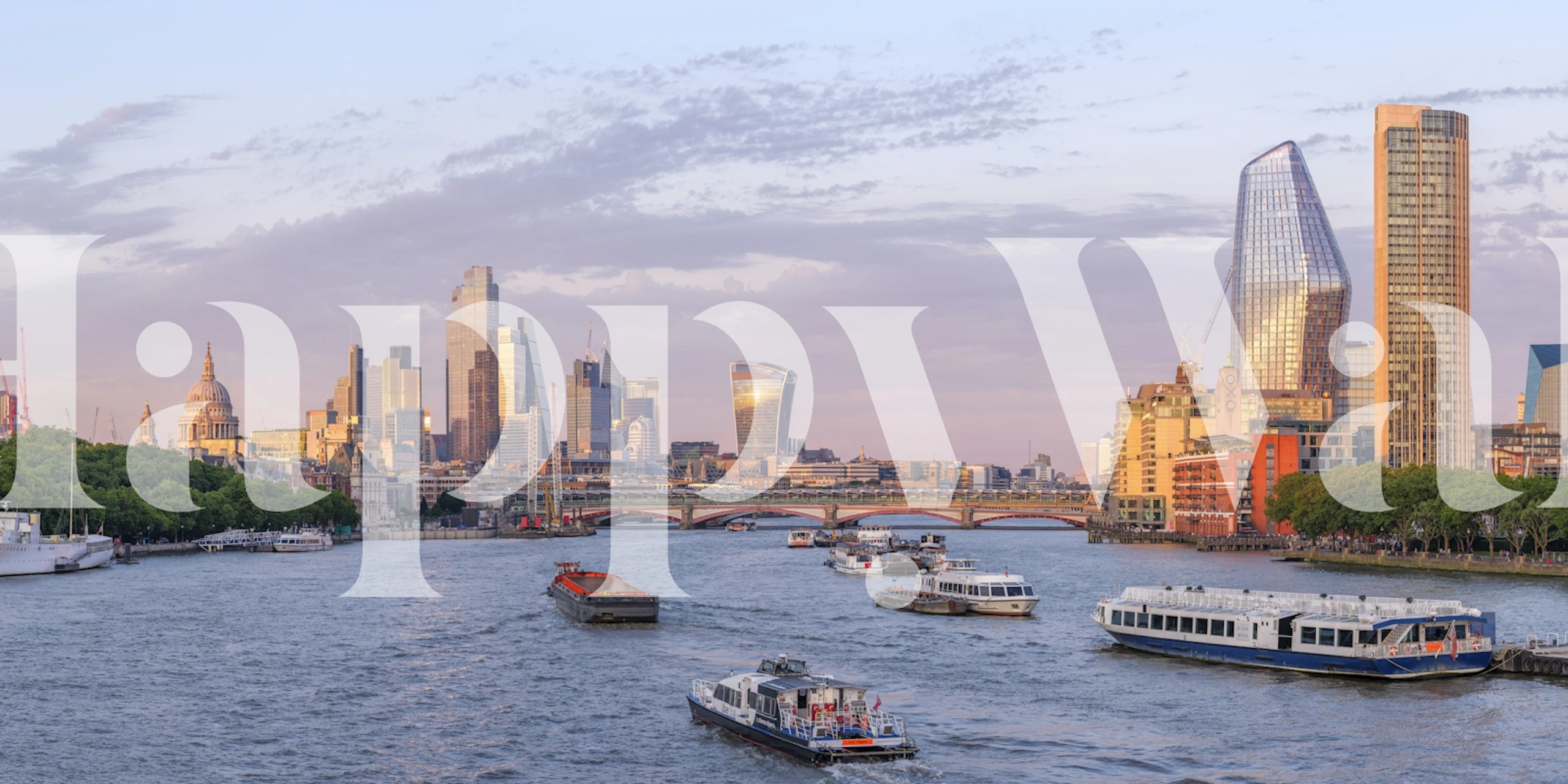 Golden Hour on the Thames wallpaper in a room