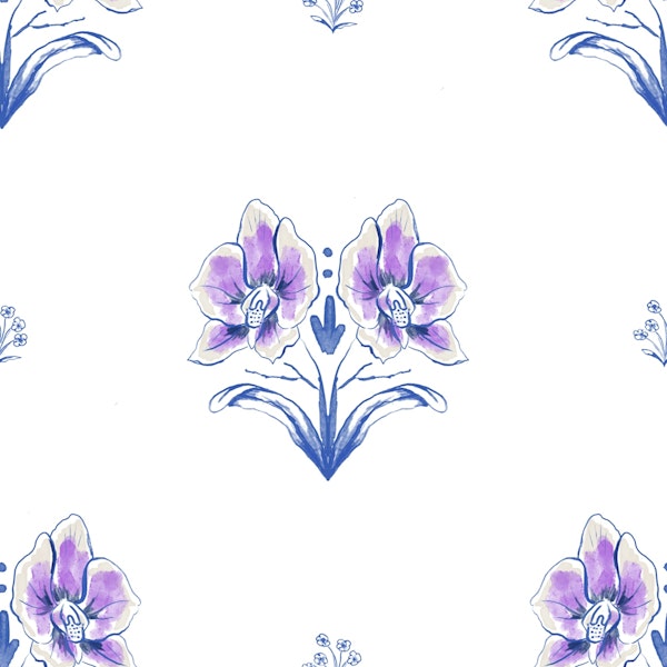 Simple Orchid Flowers in Blue
