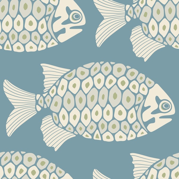 Pinecone Fish Coast Tropical Beach Blue Large