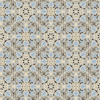 Floral Tile in black and light blue behang